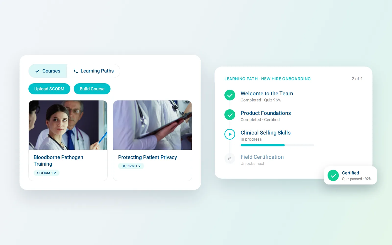 SoloFire LMS courses with a New Hire Onboarding Learning Path