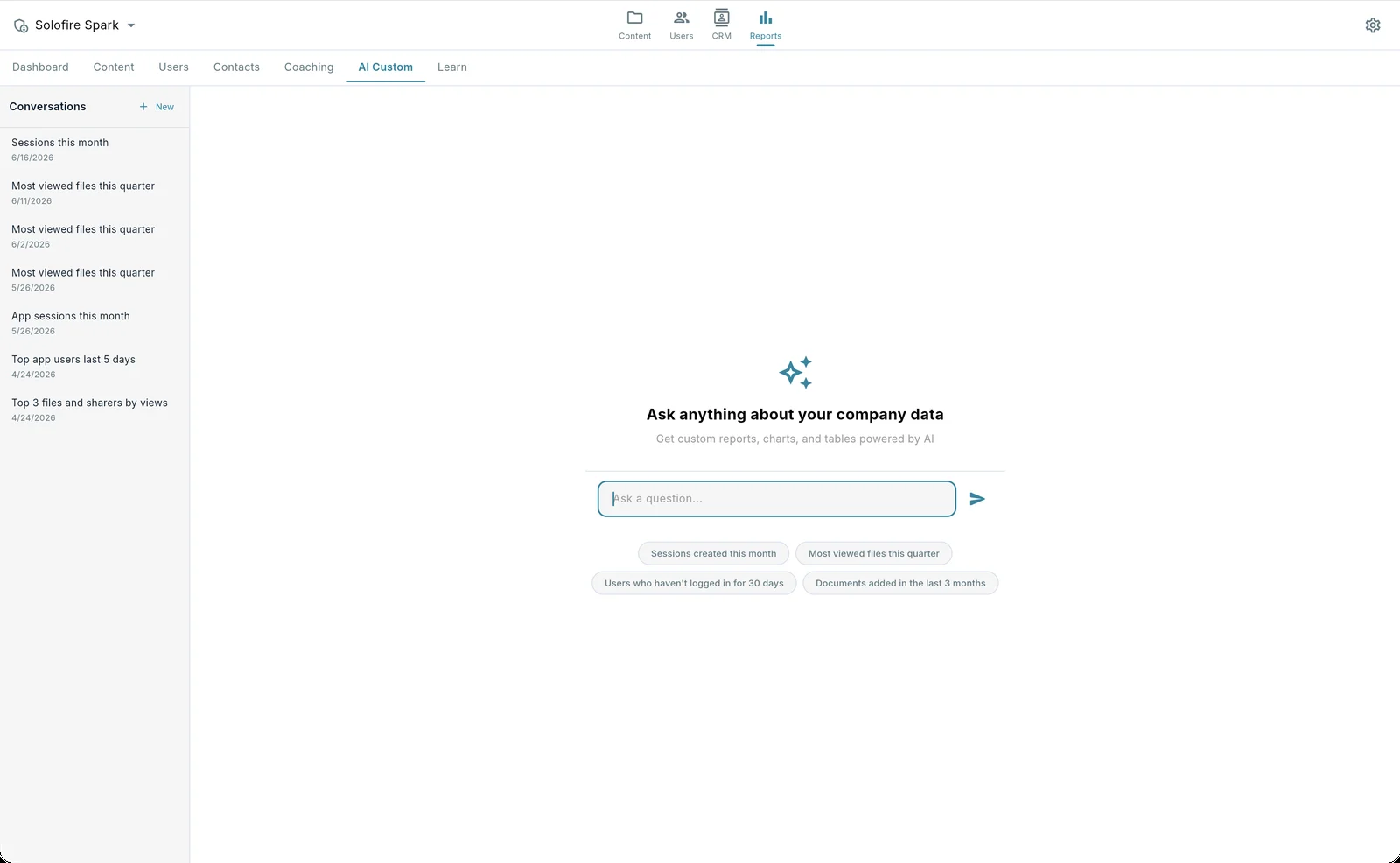 Spark AI generating a custom report from a natural-language question