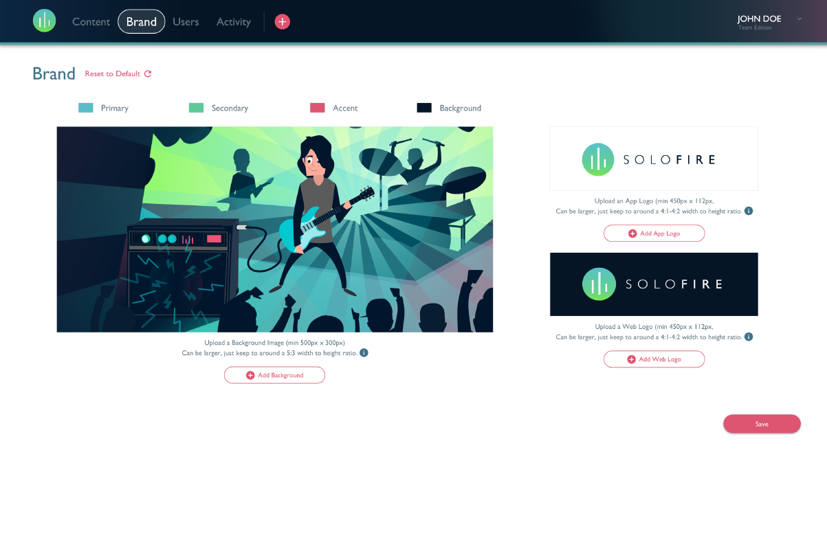 Custom branded creative content in SoloFire