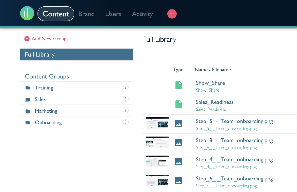 Centralized content library with folder structure and configurations