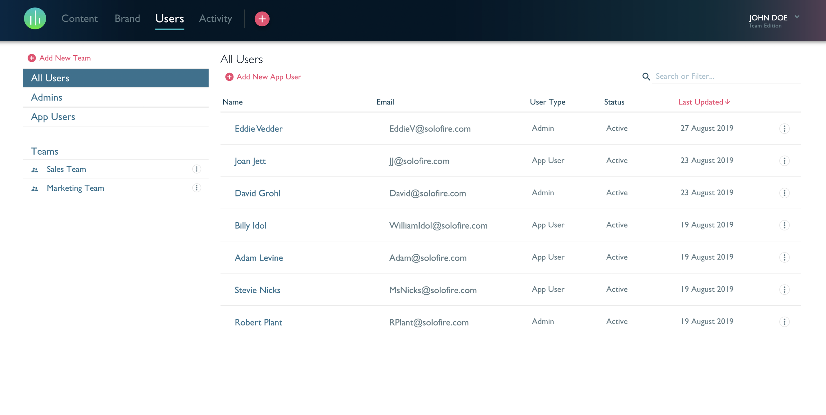 SoloFire Spaces — branded, trackable content shared with a prospect from the app