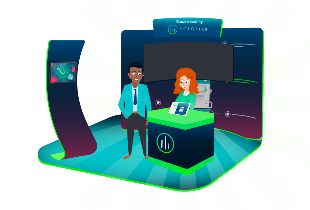 trade show display using a sales enablement platform