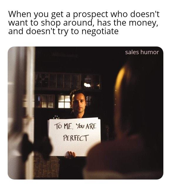 to me you are perfect sales meme