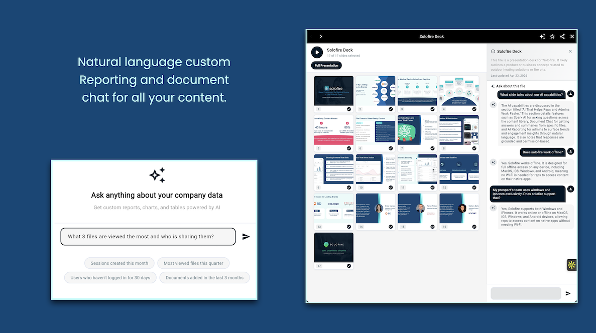 AI customer reports and document chat with Solofire