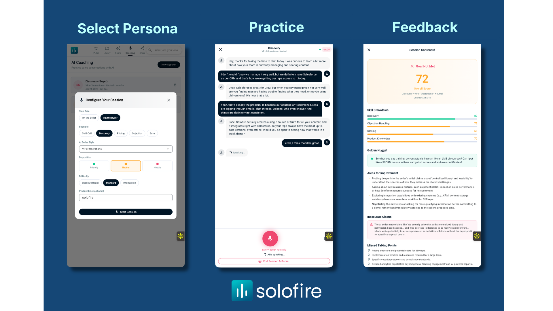 sales rep coaching application in solofire