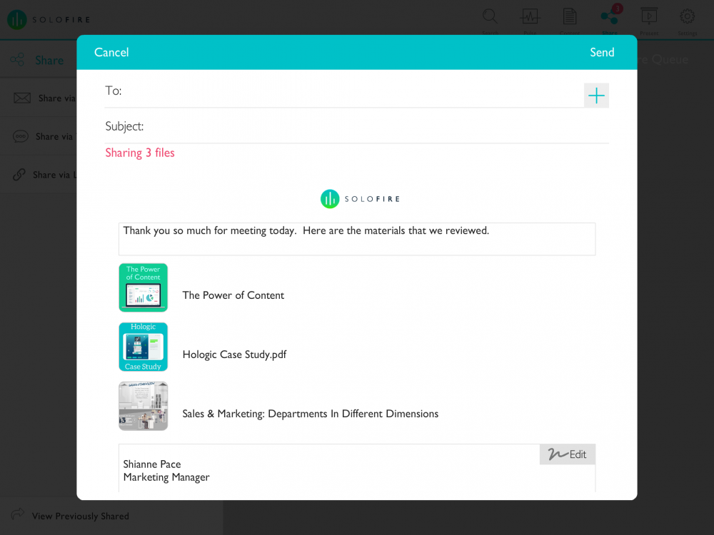 sharing via email how to share files via email within the SoloFire app