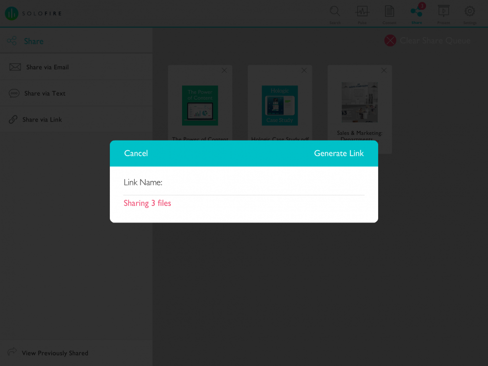 sharing via link how to share files via link within the SoloFire app